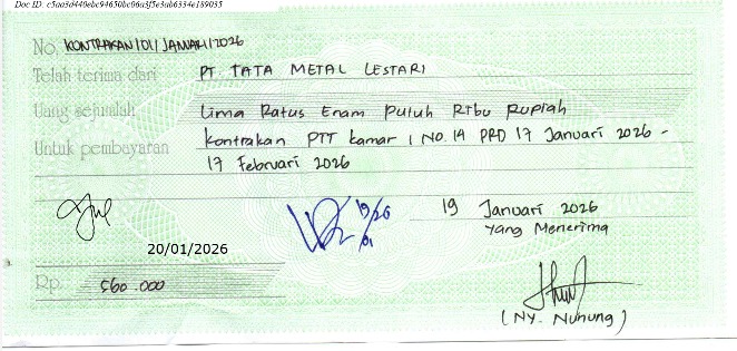 TML - Penyediaan Kontrakan Tukang Kamar 1 Oleh Bu Nunung Periode  17 Januari - 17 Februari 2026